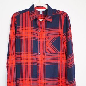 Old Navy Classic Red and Navy Blue Flannel Shirt M